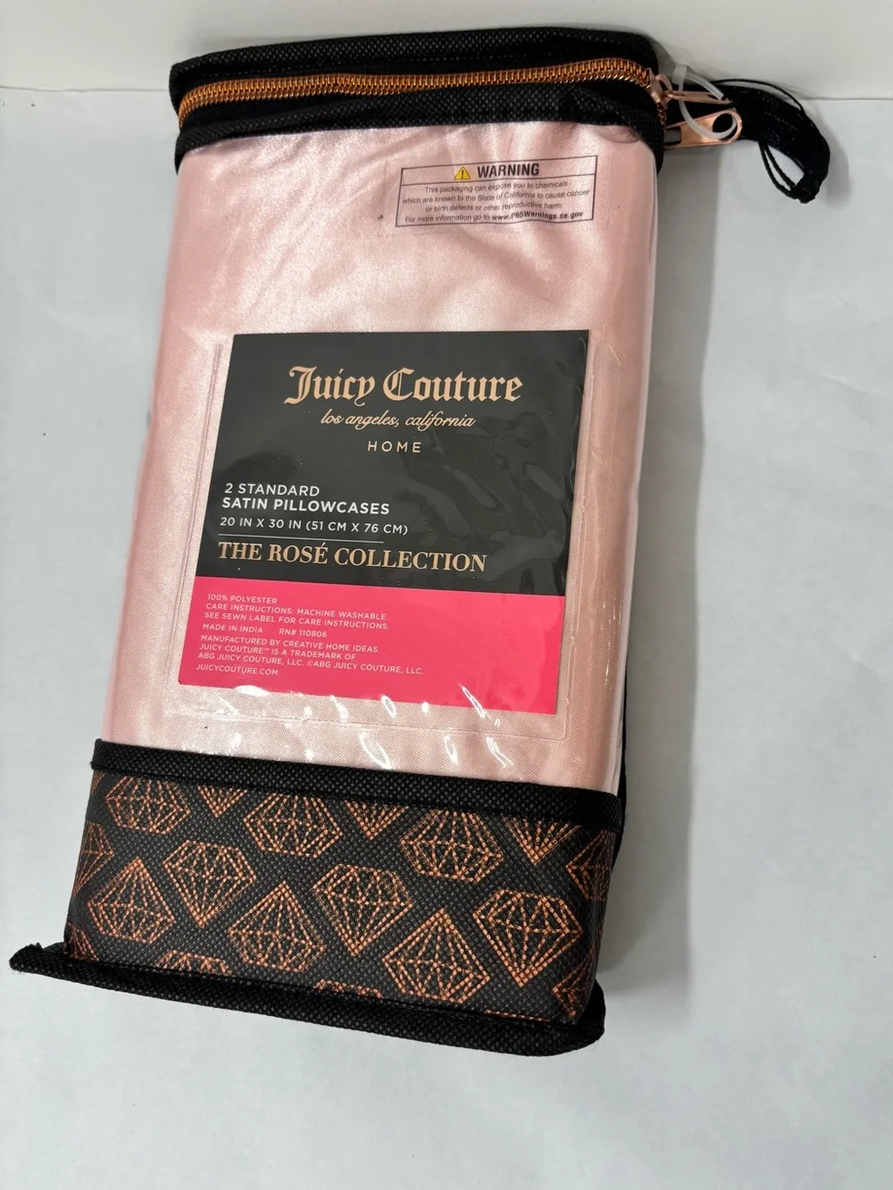Juicy Couture Satin Pillowcases in Blush Pink